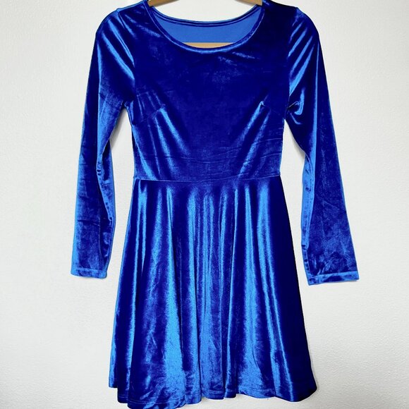 Dresses & Skirts - Electric Blue Velvet Mini Dress - Size M